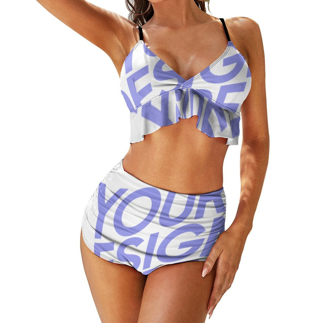 Bikini / Traje de Baño de dos piezas para Mujer de Cintura Alta con BK2066 Personalizado con impresión completa de una sola imagen con Foto Logo Patrón Texto