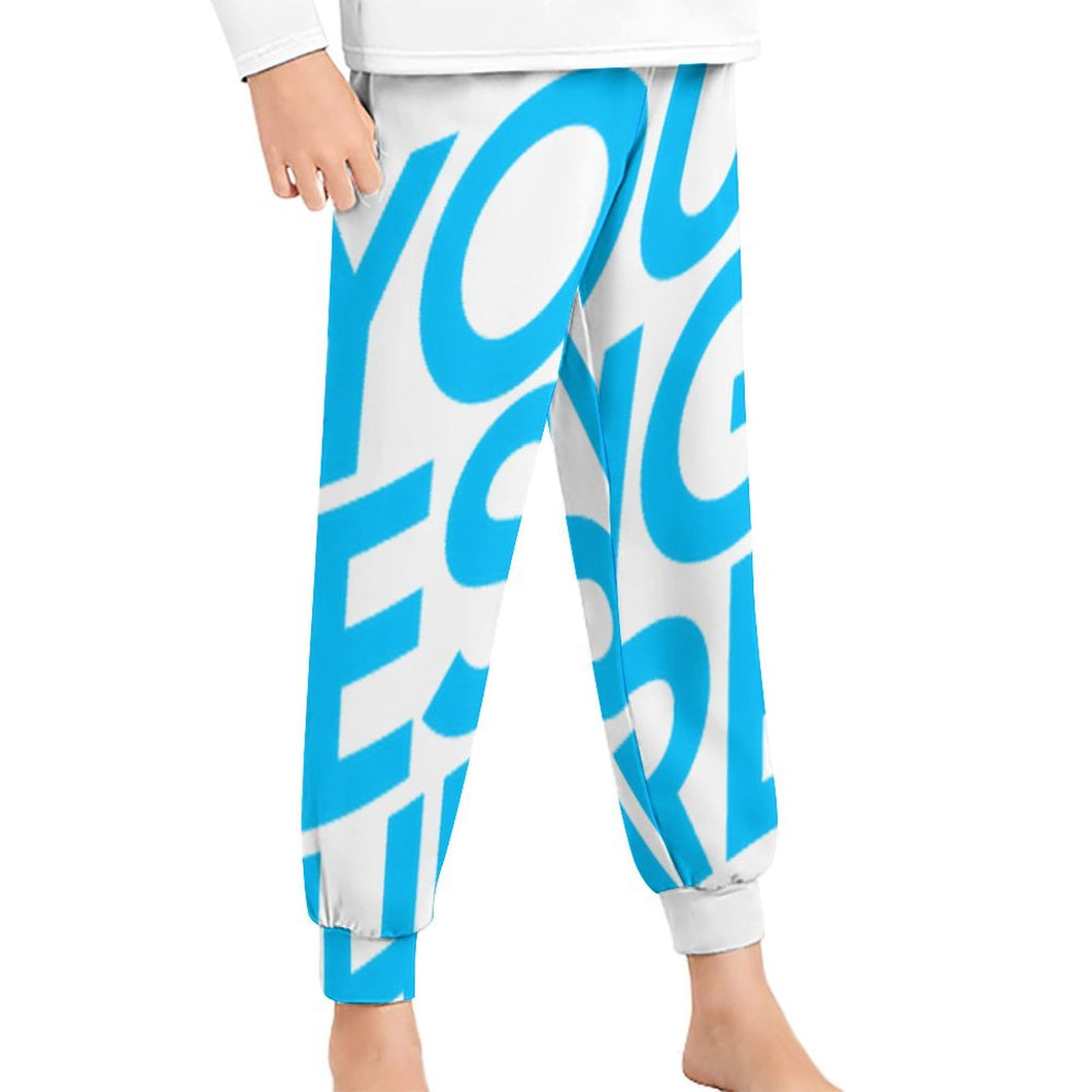 Pantalón de pijama para niños D29P Pantalón de dormir para niñas y niños personalizado con patrón foto texto (impresión de imagen única)