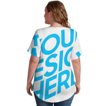 Cargar imagen en el visor de la galería, Camiseta de manga corta con cuello en V talla grande de moda para mujer NZ109 Personalizada con Impresión Completa de una imagen con Foto Logo Patrón Texto
