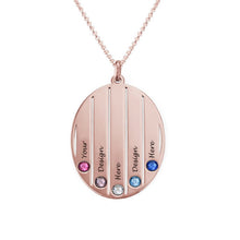 Cargar imagen en el visor de la galería, Collar de Colgante Ovalado con Piedras de Nacimiento de Plata 925 / Cobre para Mujer Hombre X0078 Grabado Personalizado con Texto Nombre
