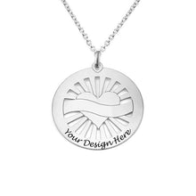 Cargar imagen en el visor de la galería, Collar Grabado de Colgante Redondo Corazón para Mujer X0082 Personalizado con Texto Nombre en Plata de Ley 925 / Cobre Bañado Oro Rosa
