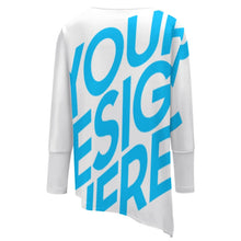Cargar imagen en el visor de la galería, Camiseta manga larga con dobladillo irregular casual de moda para mujer XL Personalizada con Impresión Completa de una imagen con Foto Logo Patrón Texto
