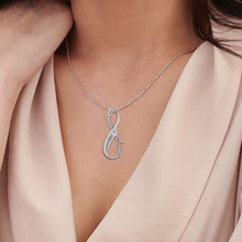 Cargar imagen en el visor de la galería, Collar Personalizado con Infinito Piedra Natal X0034 con texto nombre para mujer Longitud Ajustable en plata de ley 925 chapado de oro rosa de 18K
