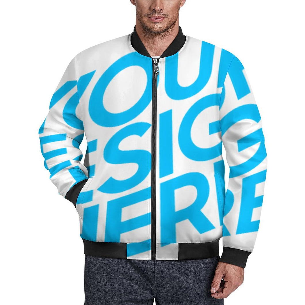 Chaqueta bomber clásica para hombre Abrigo con estampado completo BMJ personalizado con patrón foto texto (impresión de imagen única)