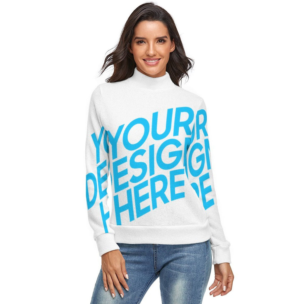 Suéter Jersey Holgado de Cuello Alto para Mujer MY01 Personalizado con Impresión Completa de una imagen con Foto Logo Patrón Texto