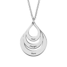 Cargar imagen en el visor de la galería, Collar Grabado en Forma de Gota para Familia Mujer Hombre X0062 Personalizado con Texto Nombre de Plata de Ley 925 / Cobre
