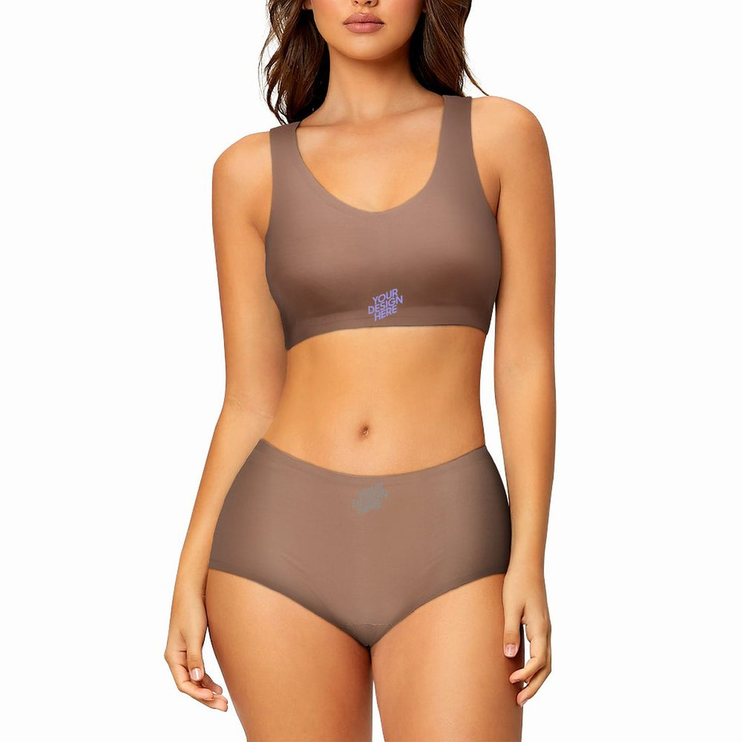 Conjunto Suave de Sujetador sin Aros y Braga / Sostén   de Tirante Ajustable / Ropa Interior  sin Rastro para Mujer WH021 Personalizado con Impresión en Media de Una Imagen con Foto Texto Patrón