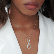 Cargar imagen en el visor de la galería, Collar Personalizado con Infinito Piedra Natal X0034 con texto nombre para mujer Longitud Ajustable en plata de ley 925 chapado de oro rosa de 18K
