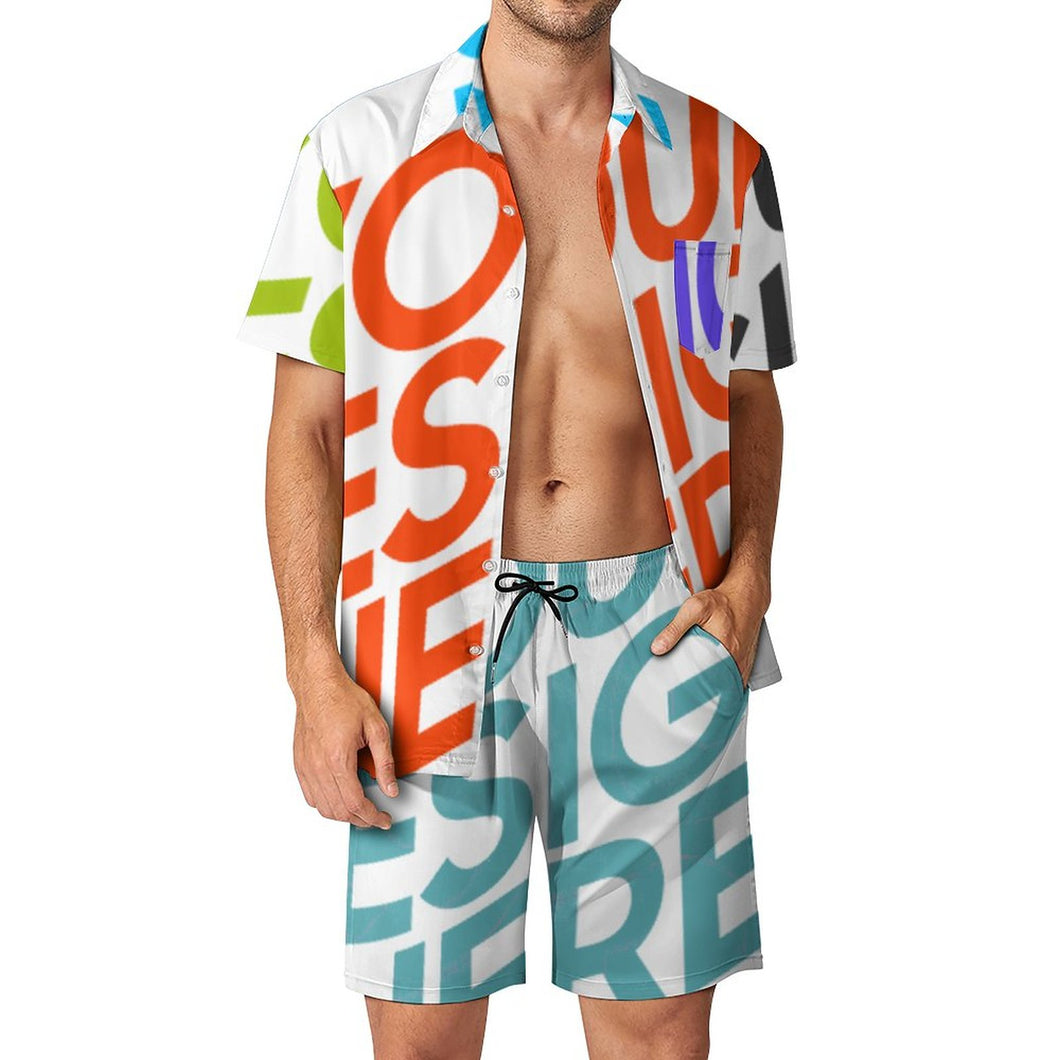 Conjunto de Traje de baño camisa corta bañador corto de moda para hombre con estampado  FS0823061 Personalizado con Impresión Completa de múltiples imágenes con Foto Logo Patrón Texto