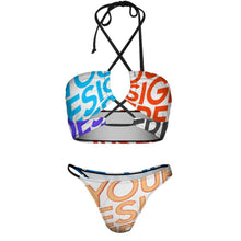 Cargar imagen en el visor de la galería, 2024 mujer conjunto de bikini sexy traje de baño de 2 piezas con correas decorativas personalizado con fotos patrón logo texto
