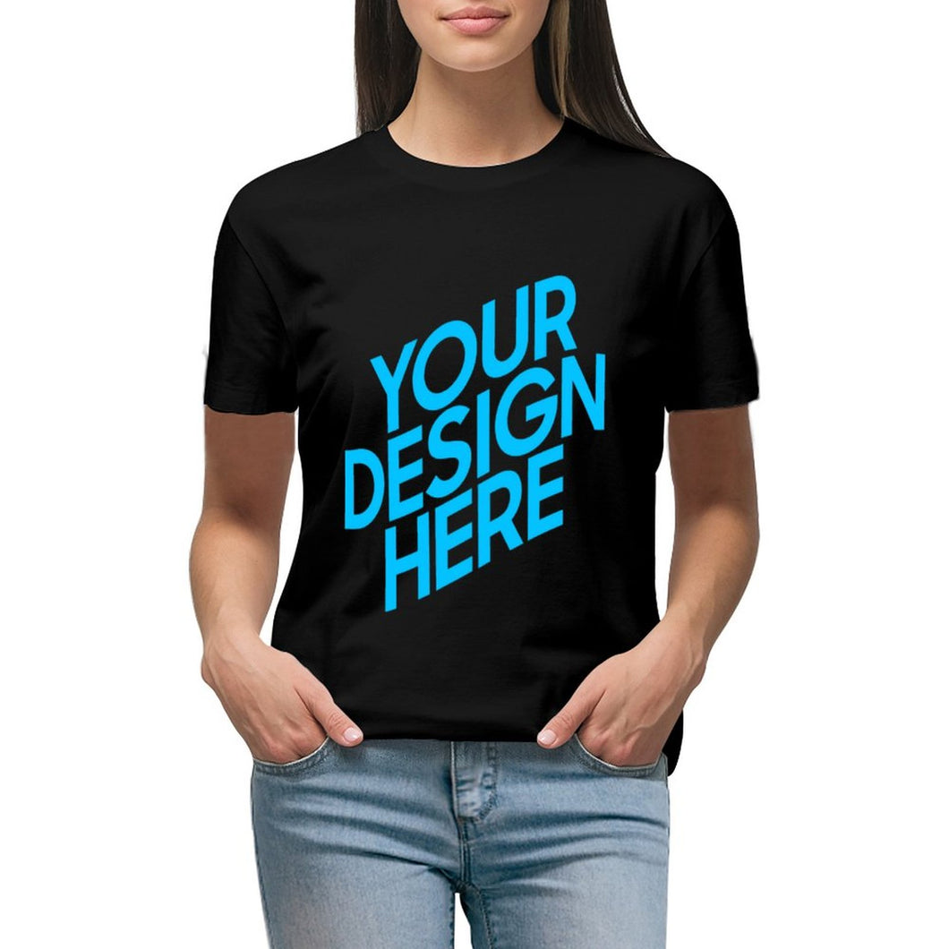 Camiseta de manga corta boutique de alta 100% algodón para mujer NZ2205112 Personalizada con Impresión Frontal Trasera de dos imágenes con Foto Logo Patrón Texto
