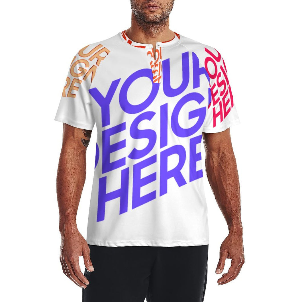 Camiseta Raglan manga corta para hombre DT36 con tres botones personalizado con foto patrón texto (impresión de imágenes múltiples)