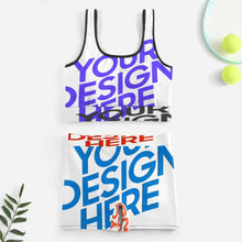 Cargar imagen en el visor de la galería, Conjunto de chándal de yoga de alta calidad con crop top y shorts YJ052 personalizado con patrón foto texto (impresión de imágenes múltiples)
