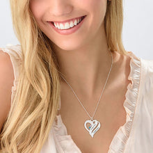 Cargar imagen en el visor de la galería, Collar de Circonitas Cúbicas con Dos Corazones de Plata 925 / Cobre para Mujer Hombre X0060 Grabado Personalizado con Texto Nombre
