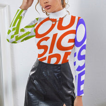 Cargar imagen en el visor de la galería, Suéter Jersey ligero elástico de cuello alto para mujer MY08 Personalizado con Impresión Completa de múltiples imágenes con Foto Logo Patrón Texto

