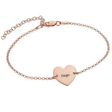 Cargar imagen en el visor de la galería, Pulsera de Corazón Grabado de Plata 925 / Cobre S0024 Personalizada con Texto Nombre
