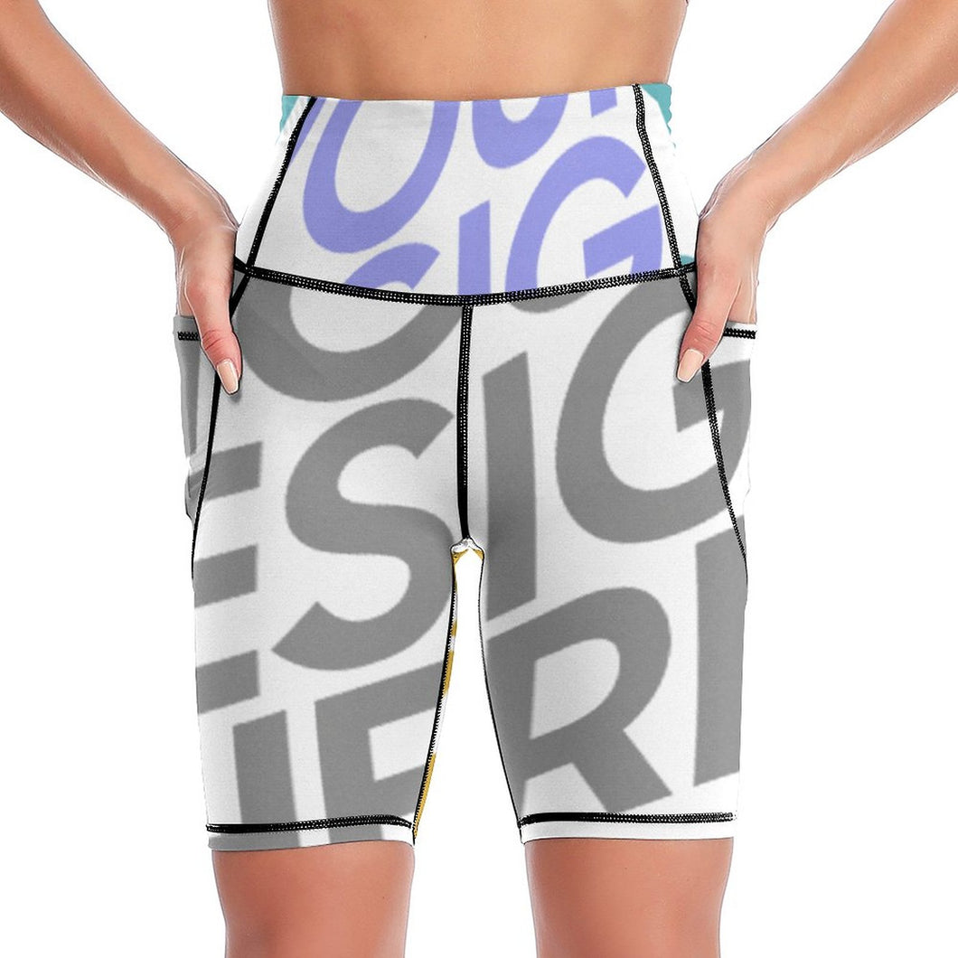 Leggings / Pantalones de Yoga 1/2 Bolsillos Cintura Alta para Mujer YJ008 Personalizados con Impresión Completa de una imagen con Foto Logo Patrón Texto