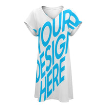 Cargar imagen en el visor de la galería, Vestido holgado de Manga Corta con Cuello en V para mujer NZ2202046 Personalizado con Impresión Completa de una imagen con Foto Logo Patrón Texto
