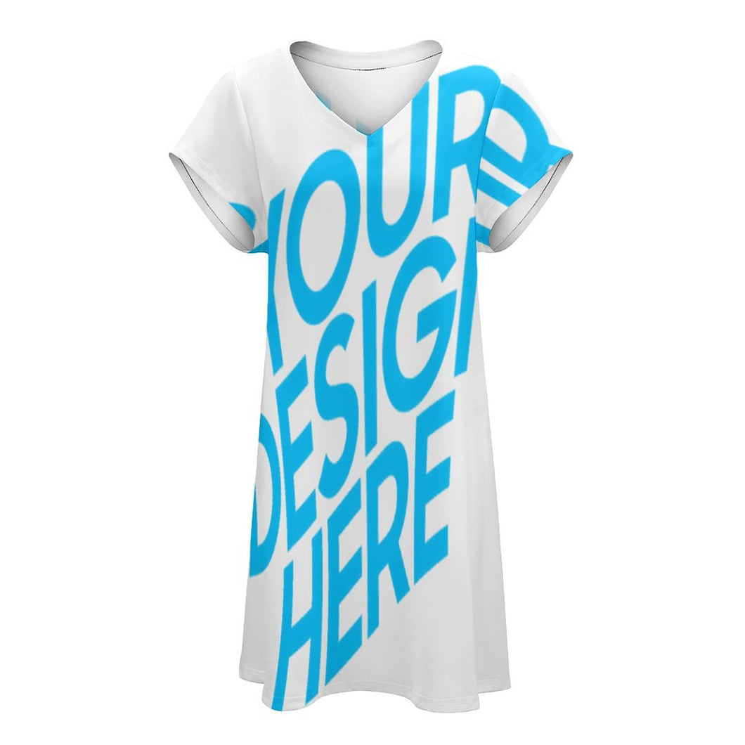 Vestido holgado de Manga Corta con Cuello en V para mujer NZ2202046 Personalizado con Impresión Completa de una imagen con Foto Logo Patrón Texto