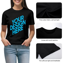 Cargar imagen en el visor de la galería, Camiseta 100% algodón suave casual talla grande manga corta para mujer FS0803125 Personalizada con Impresión Trasera de una imagen con Foto Logo Patrón Texto
