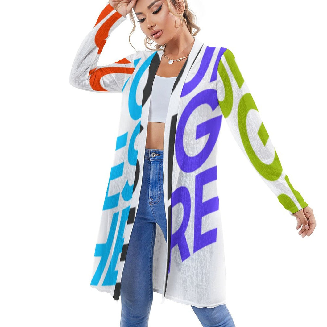 Cárdigan Blusa de longitud media fresco para mujer NZ060 Personalizado con Impresión Completa de múltiples imágenes con Foto Logo Patrón Texto