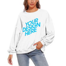 Cargar imagen en el visor de la galería, Sudadera para mujer con mangas abullonadas de vellón holgada con cuello redondo y hombros caídos  casual NZ2205185 D85 Personalizada con Foto, Texto o Logo
