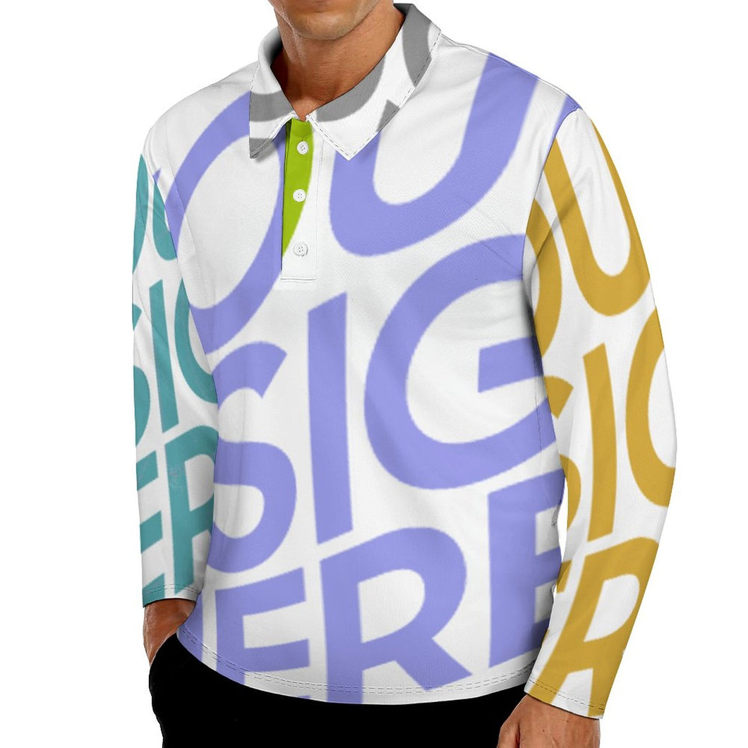Polo Deportivo Manga Larga / Camisa Solapa para Hombre SDS008 Personalizado con Impresión Completa de múltiples imágenes con Foto Logo Patrón Texto