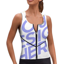 Cargar imagen en el visor de la galería, Sujetador Deportivo / Chaleco Deportivo con Capucha Cremallera para Mujer B772 Personalizado Impresion Completa de Múltiples Imágenes con Foto Logo Patrón Texto
