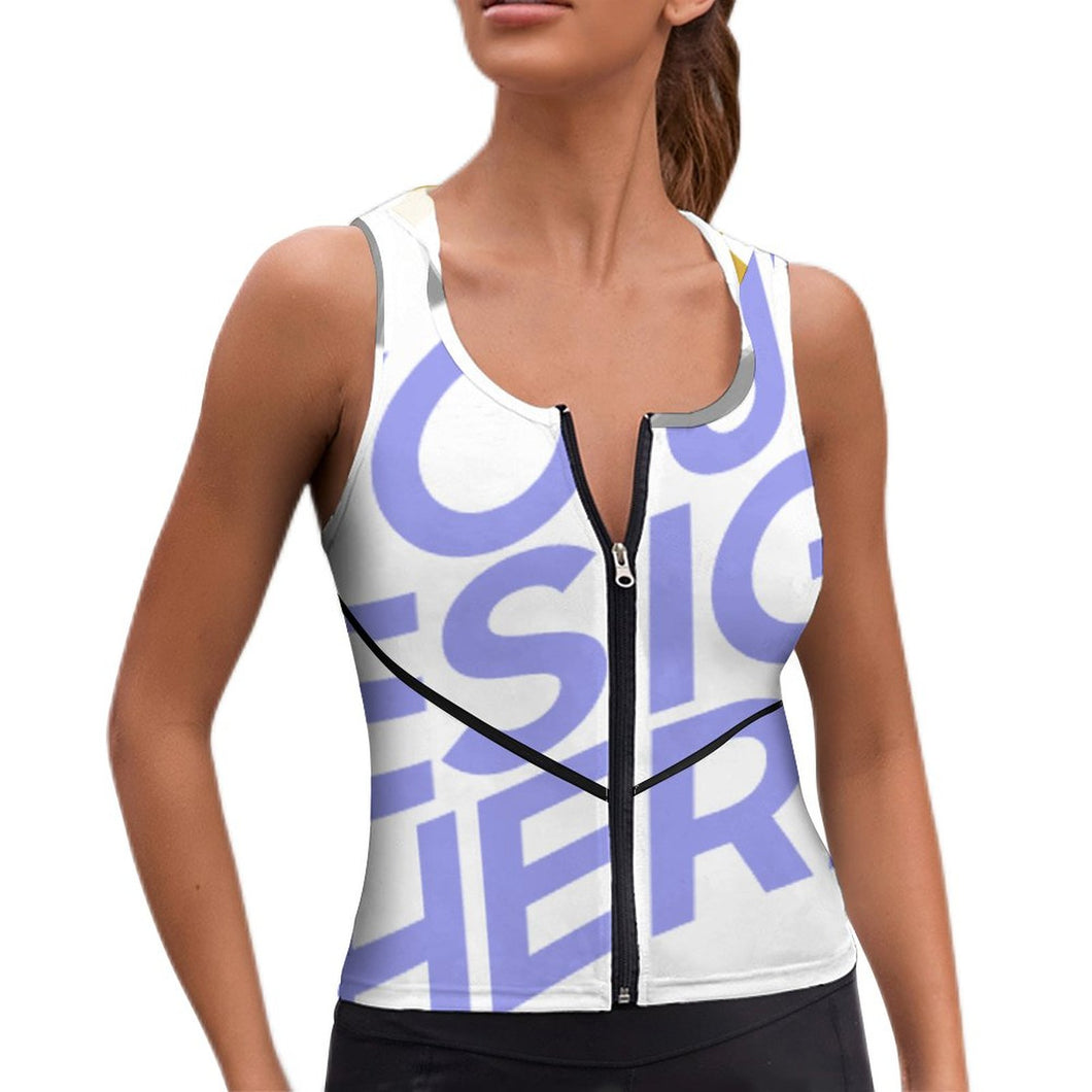 Sujetador Deportivo / Chaleco Deportivo con Capucha Cremallera para Mujer B772 Personalizado Impresion Completa de Múltiples Imágenes con Foto Logo Patrón Texto