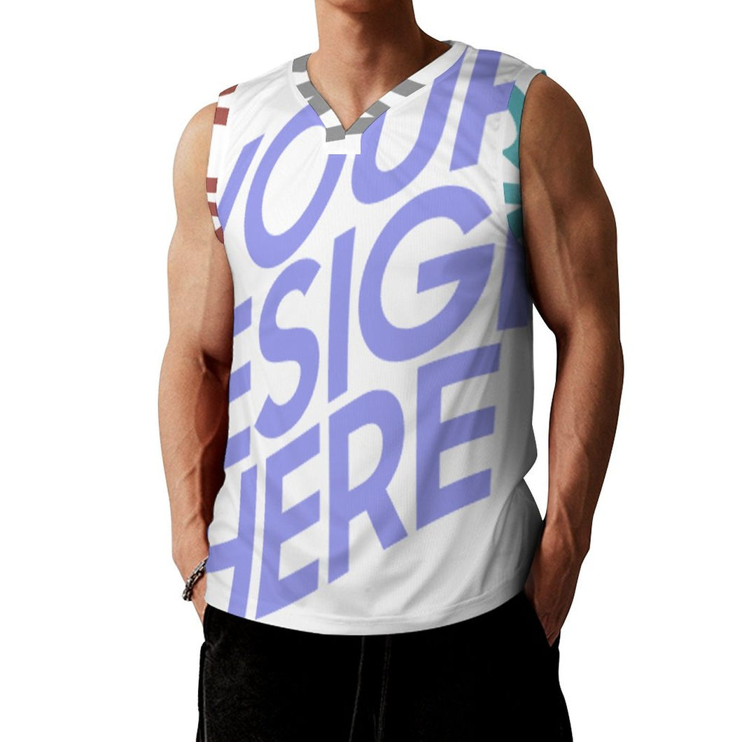 Chaleco Deportivo de Baloncesto / Camiseta sin Mangas Cuello en V para hombre RK Personalizado con Impresión Completa de múltiples imágenes con Foto Logo Patrón Texto