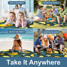 Cargar imagen en el visor de la galería, Alfombra redonda impermeable para picnic viaje parque playa al aire libre Personalizada con Foto Logo Patrón Texto Impresión Completa
