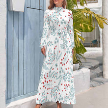 Cargar imagen en el visor de la galería, Vestido largo de cintura elástica elegante de moda para mujer XQ Personalizado con Impresión Completa de una imagen con Foto Logo Patrón Texto
